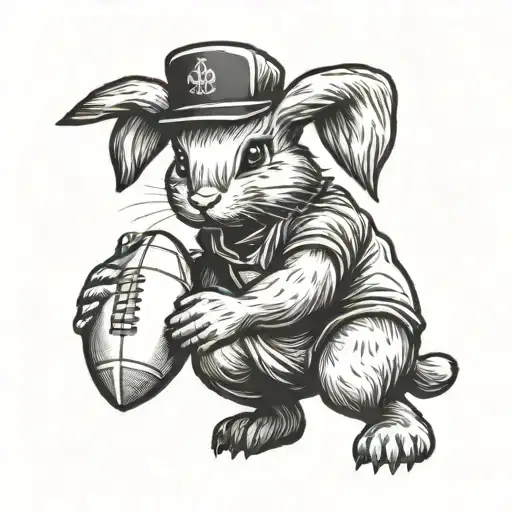 Cute Bunny Holding A Football Trophy