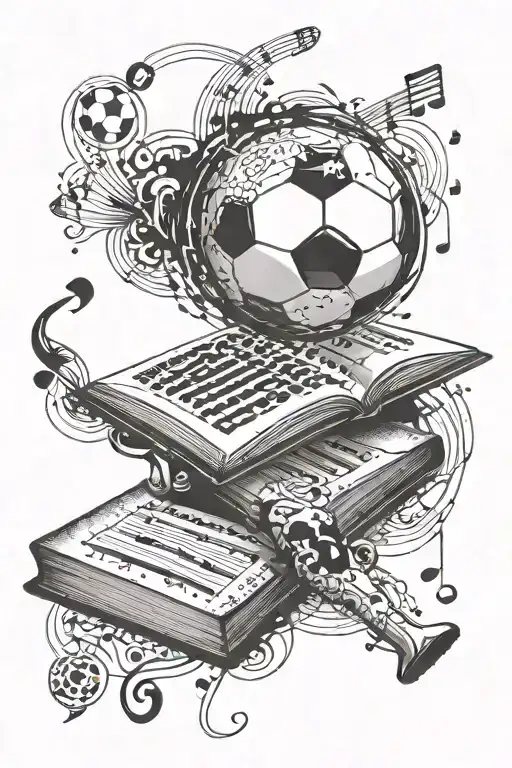 Combine The Shape Of A Football With Musical Notes And A Book To Create A Unique Design