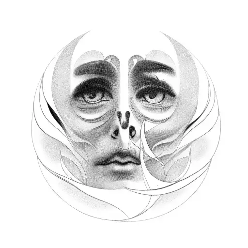 Crecent Moon Face With 4 Starts On The Side