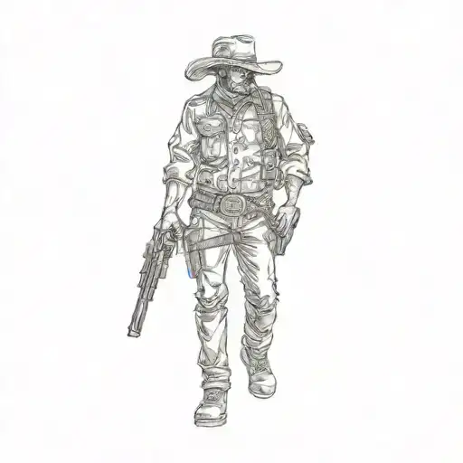 A Cowboy Holding A Gun