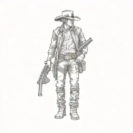 A Cowboy Holding A Gun