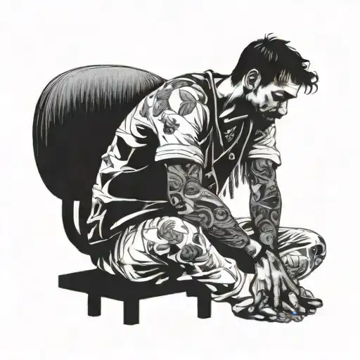 Sad Man Miss Little Girl Sitting