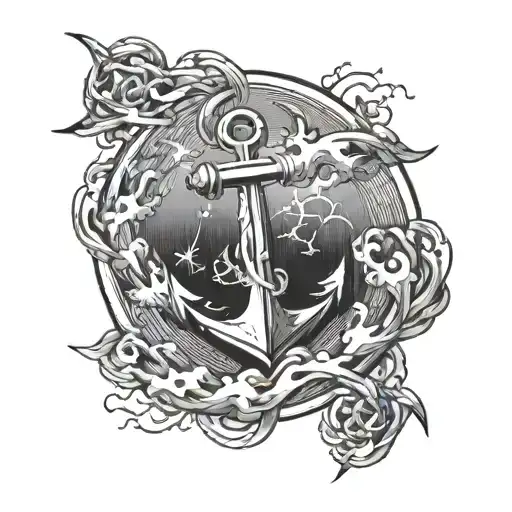 Lightning Wolk Intertwined Around A Anchor