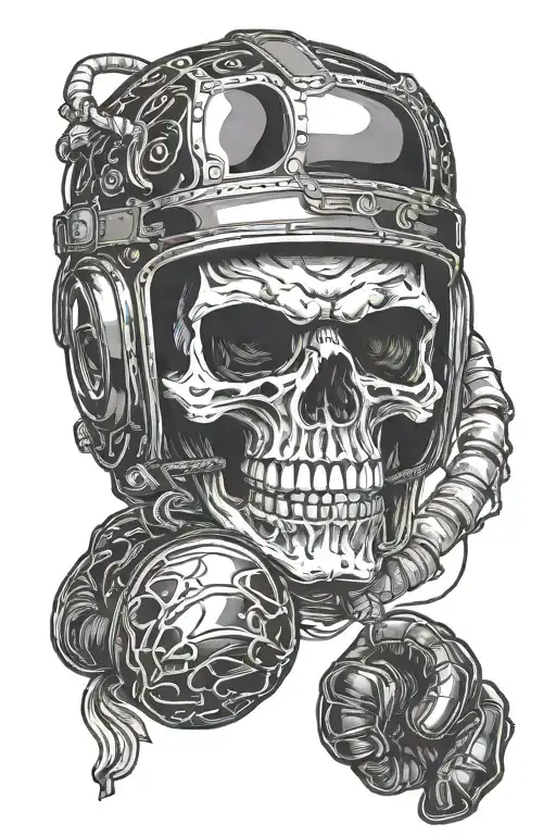 Skull In A Boxing Helmet On A Background Of Boxing Gloves