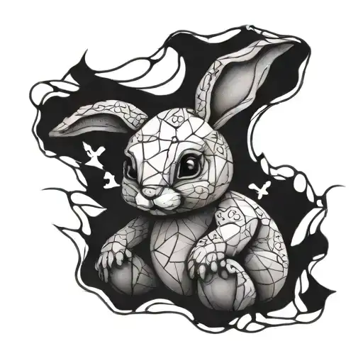 Broken Teddy Bunny Sitting