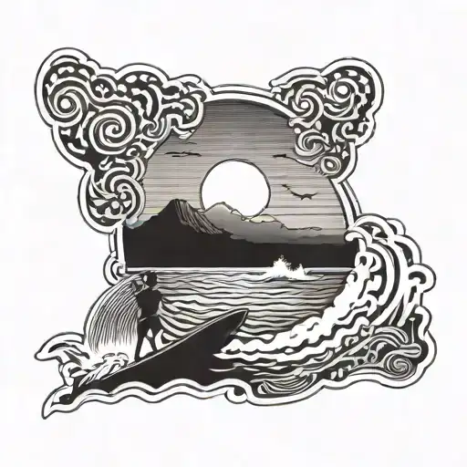 Beach Sunset With Bodyboard And Skimboard