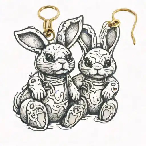 Very Broken Teddy Bunny Earrings Inside