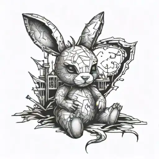 Very Broken Teddy Bunny Sitting