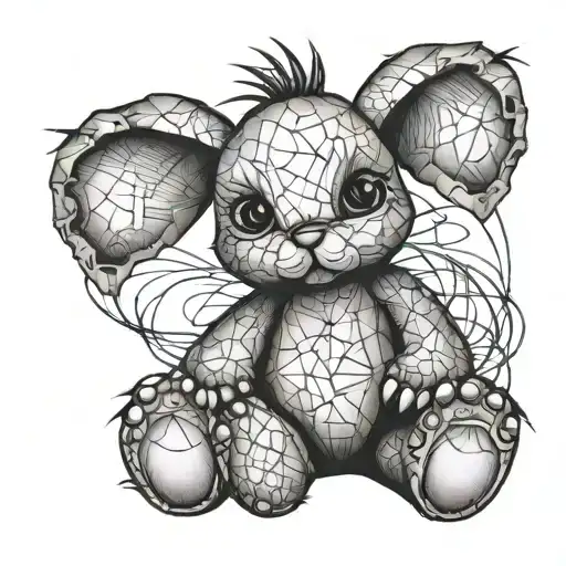 Broken Teddy Bunny Sitting