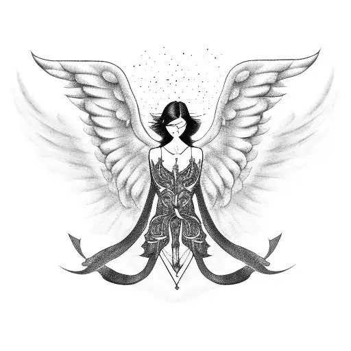 Angel With Wings Tipped Right