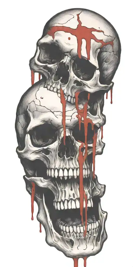 Skulls Facing Away From Each Other