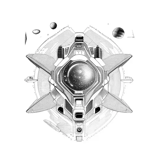 A Futuristic Spaceship Exploring A Vibrant And Colorful Galaxy