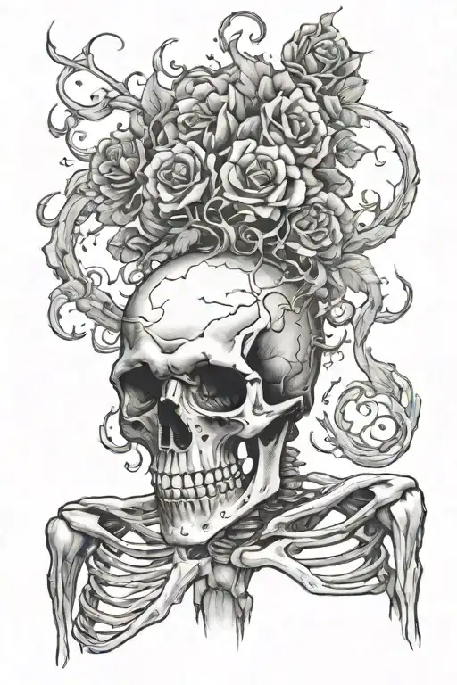 Top Of A Skeleton In Smoke Rising