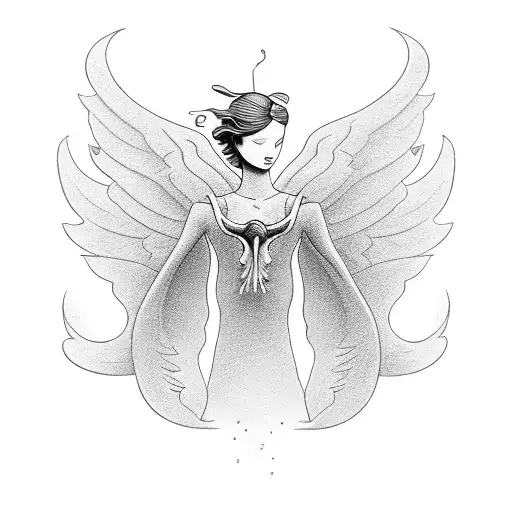 A Solid Silhouette Of An Amorphous Angel Im Black Full Fill