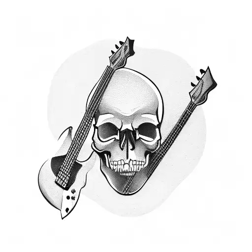 A Skull Playing A Bass Guitar Surrounded By Spider Webs