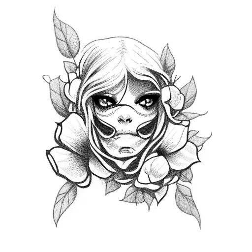 Black Widow Surrounded By Roses