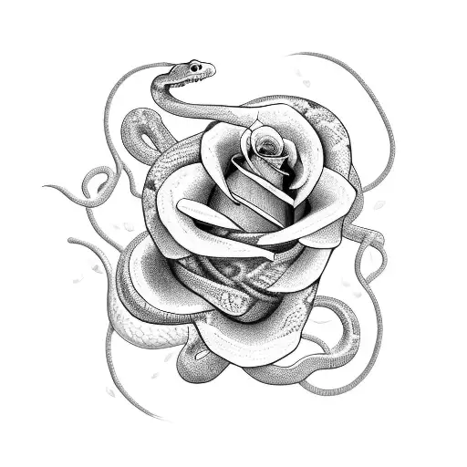 A Snake Wrapped Around A Rose
