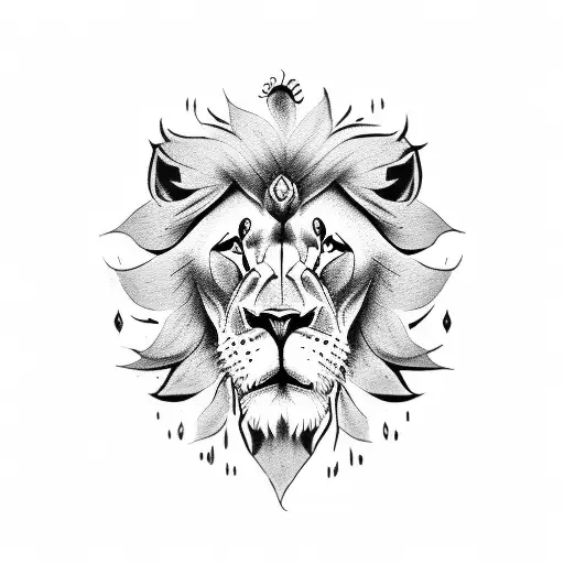 Lion Rose Skull
