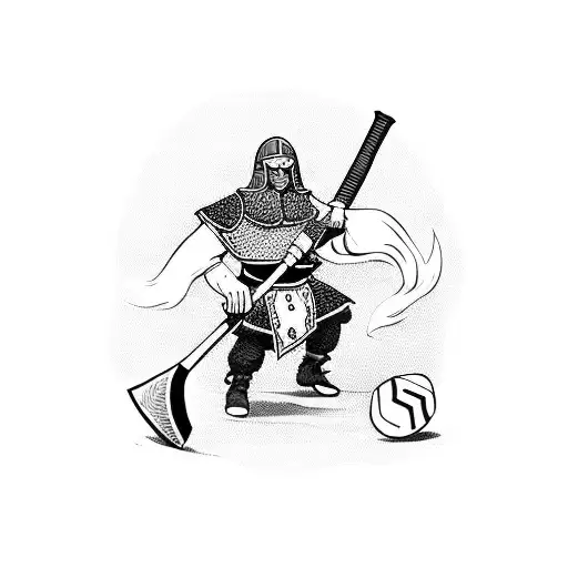 Viking Warrior Wielding A Croquet Mallet