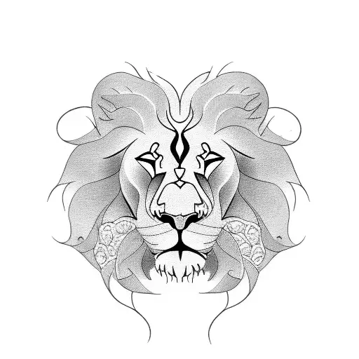 Lion And Flower Combination