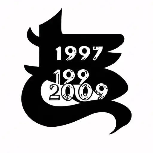 Minimalist Black Ink Tattoo Of '1997 1999 2009'