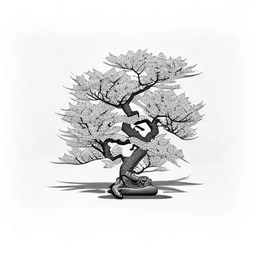 Japanese Cherry Blossom Tree With A Leopard Hidden Among The Branches