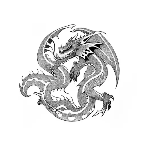 Dragons In A Medieval Nordic Landscape