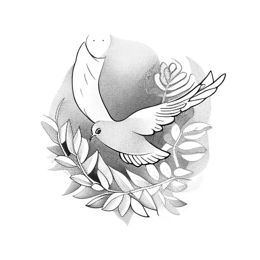 A Dove With A Wreath Of Olive Leaves