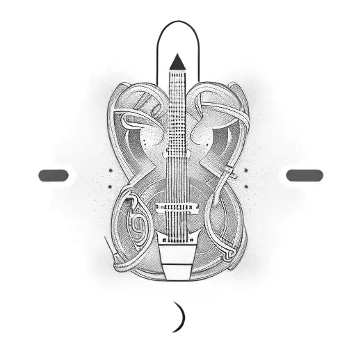 Heartbeat Monitor With Music Symbols Intertwined With Guitar Strings