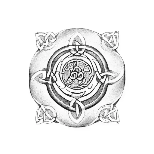 Celtic Symbol With Ring Of Runes Around It