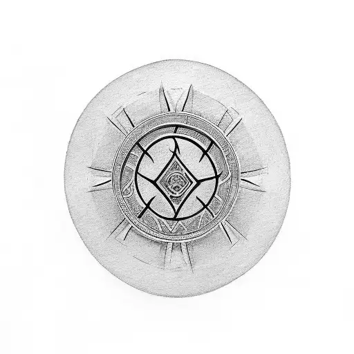 Symbol With Ring Of Anglo-saxon Runes Around It