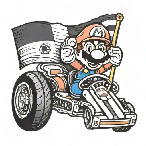 Construction Mario In Kart With Mexican Flag