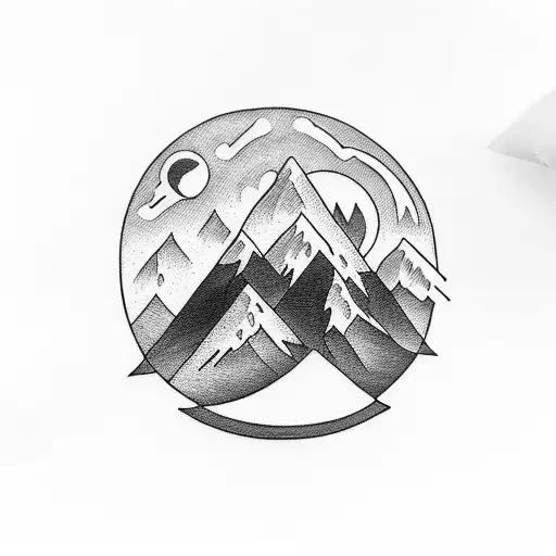 Mountain With Full Moon