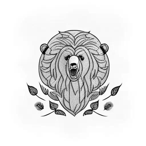 Incorporate The Robertson Tartan Into A Blackwork Tattoo Of A Bear And A Scottish Thistle