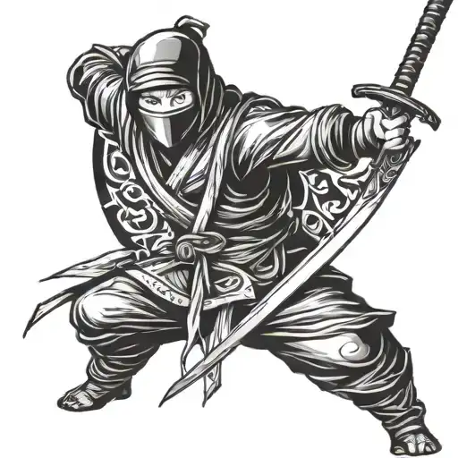 Ninja With Sword In Hand