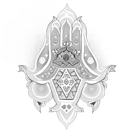 Hamsa Symbol With Flowers And Wildlife