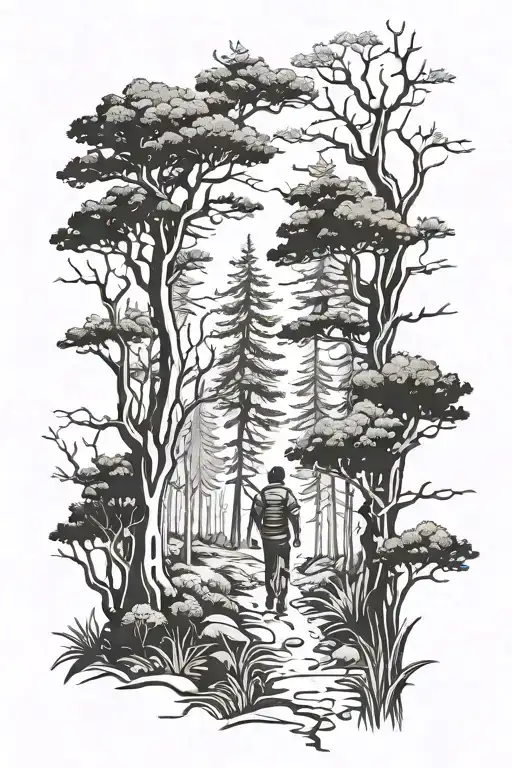 Guy Walking In A Forest