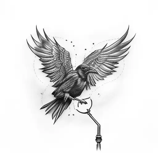 Raven Holding A Lamp