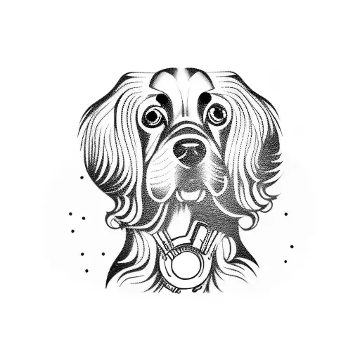 A Guitar With Musical Notes Forming The Shape Of A Cocker Spaniel's Head