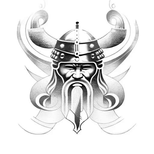 A Viking Warrior Holding A Guitar And Surrounded By Musical Notes