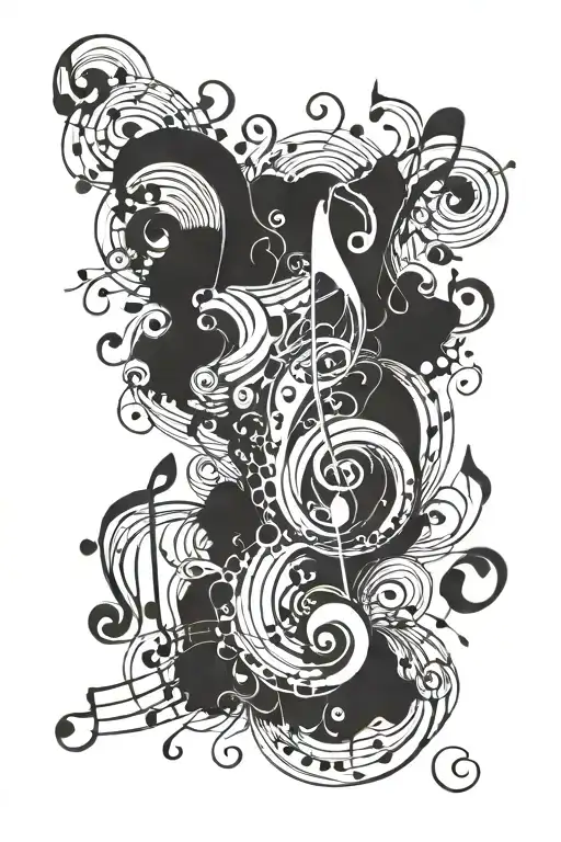 Girl Music Notes Swirling