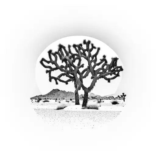 Joshua Tree With Snowy Mountain Peaks Behind It Black And White
