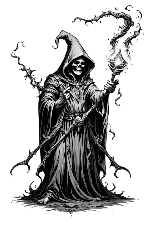 Hooded Reaper Wizard Casting A Spell