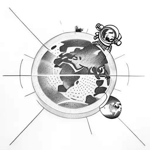 Thinking Astronaut Sitting On A Worldglobe