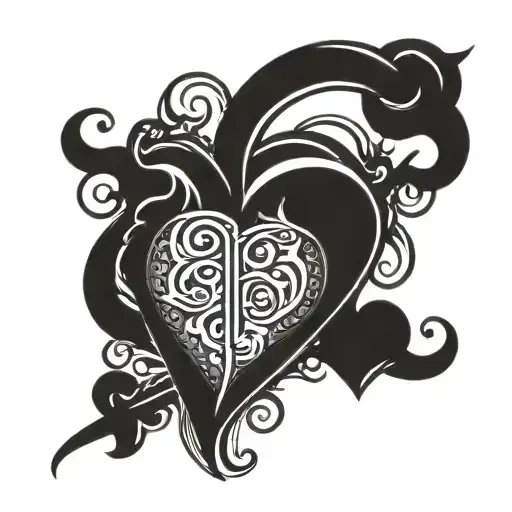 Heart With Metal Music Symbols