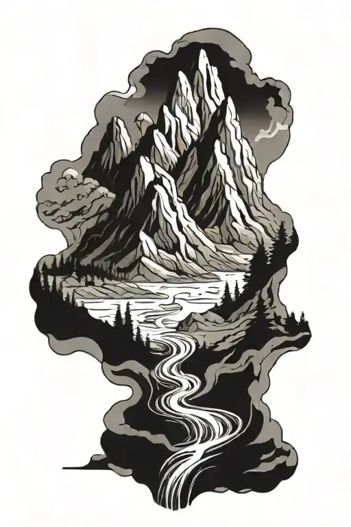 Stream Splits The Mountain