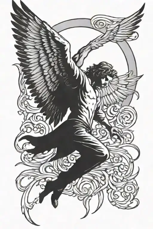 Lucifer Fallen Angel Wings Flying Towards The Sun