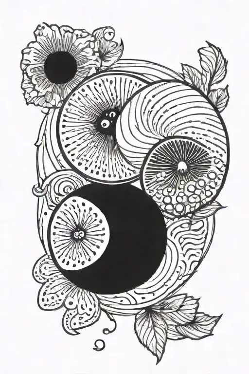 Kiwi In Yin Yang Symbol