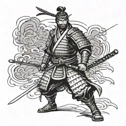 Samurai Warrior Standing From Distance Perspective