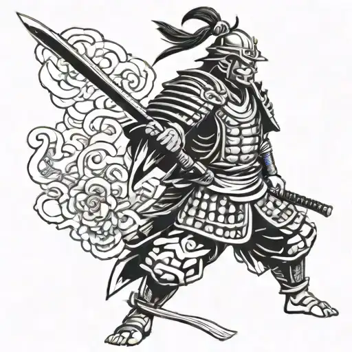 Samurai Warrior Standing From Side Perspective
